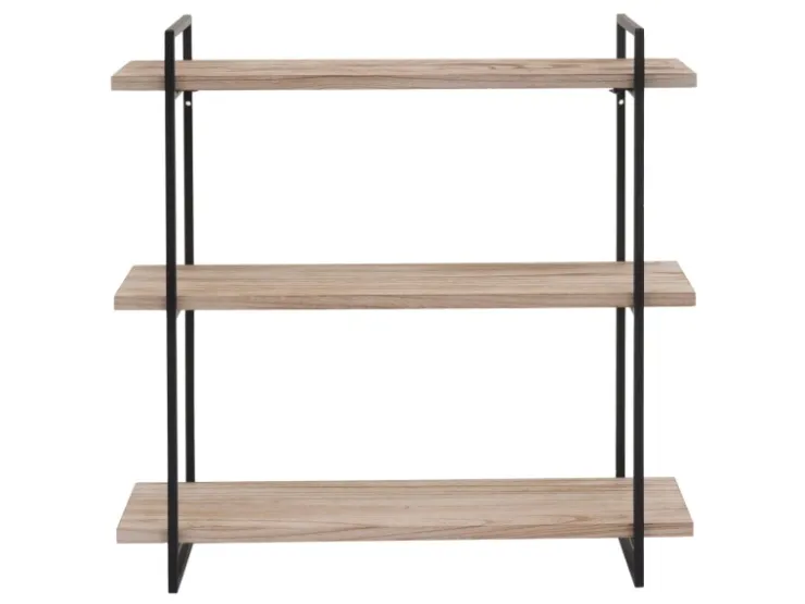 BERLINLODGE Wandregal HxBxT 60x60x18cm 3 Regalböden Massiv-Holz Industrial Hängeregal Schweberegal* Schweberegale|Holzregale