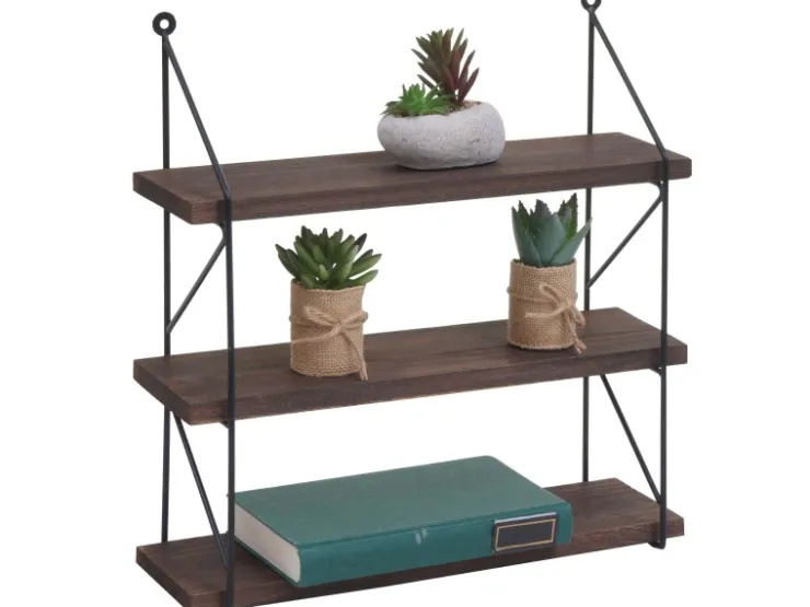 BERLINLODGE Wandregal HxBxT 40x40x13cm 3 Regalböden Metall Massiv-Holz Industrial Hängeregal Schweberegal Regal