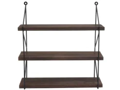 BERLINLODGE Wandregal HxBxT 40x40x13cm 3 Regalböden Metall Massiv-Holz Industrial Hängeregal Schweberegal Regal