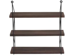 BERLINLODGE Wandregal HxBxT 40x40x13cm 3 Regalböden Metall Massiv-Holz Industrial Hängeregal Schweberegal Regal
