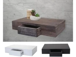 BERLINLODGE Wandregal Ilse HxBxT 8x40x25cm Regal Hängeregal Mit Schublade 40cm Shabby* Holzregale