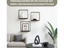 BERLINLODGE Wandregal Metall/Bambus 3er Set Schweberegal 3-Teiliges Hängeregal Würfelregal Schrankregal Wanddeko Und Ablage Schwarz/Holz* Schweberegale