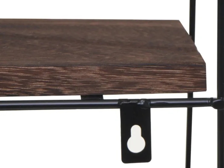 BERLINLODGE Wandregal Rund HxBxT 45x45x11cm 4 Regalböden Metall Massiv-Holz Industrial Dunkel Hängeregal Schweberegal Regal* Schweberegale