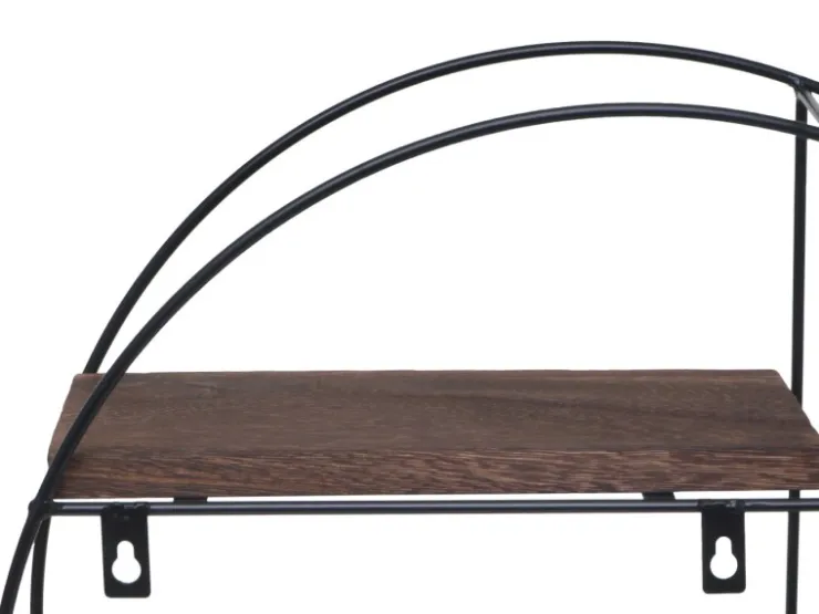 BERLINLODGE Wandregal Rund HxBxT 45x45x11cm 4 Regalböden Metall Massiv-Holz Industrial Dunkel Hängeregal Schweberegal Regal* Schweberegale