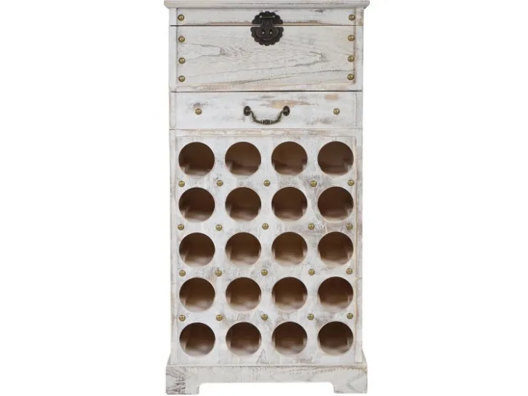 BERLINLODGE Weinregal Mit Schublade Und Truhe Flaschenregal Für 20 Flaschen HxBxT 94x48x31cm Shabby-Look Vintage