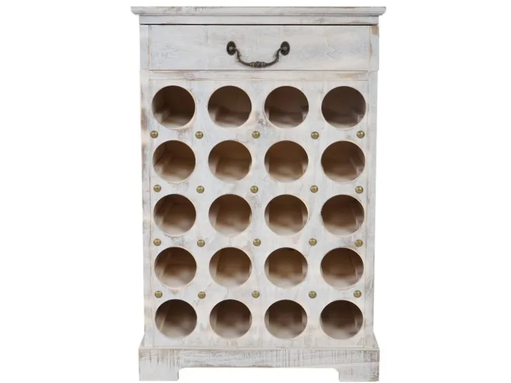 BERLINLODGE Weinregal Mit Schublade Flaschenregal 20 Flaschen HxBxT 76x48x31cm Shabby-Look Vintage* Holzregale