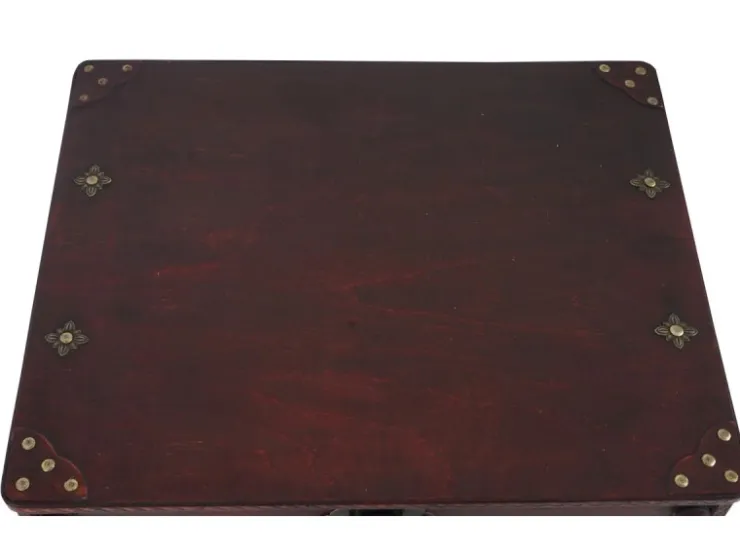 BERLINLODGE Weinregal Mit Schublade Und Truhe Flaschenregal Für 20 Flaschen HxBxT 94x46x38cm Kolonialstil Rot/Braun* Flaschenregale