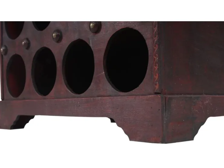 BERLINLODGE Weinregal Mit Schublade Und Truhe Flaschenregal Für 20 Flaschen HxBxT 94x46x38cm Kolonialstil Rot/Braun* Flaschenregale