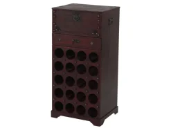 BERLINLODGE Weinregal Mit Schublade Und Truhe Flaschenregal Für 20 Flaschen HxBxT 94x46x38cm Kolonialstil Rot/Braun* Flaschenregale