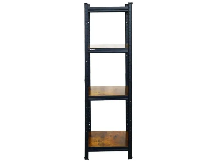 BERLINLODGE Wohnregal Ragnar HxBxT 150x45x45cm Fachlast 100kg Vintagebraun-Schwarz Bücherregal Standregal Büroregal