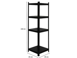 BERLINLODGE Wohnregal Ragnar HxBxT 150x45x45cm Fachlast 100kg Matt Shwarz Bücherregal Standregal Büroregal für Wohnzimmer Arbeitszimmer