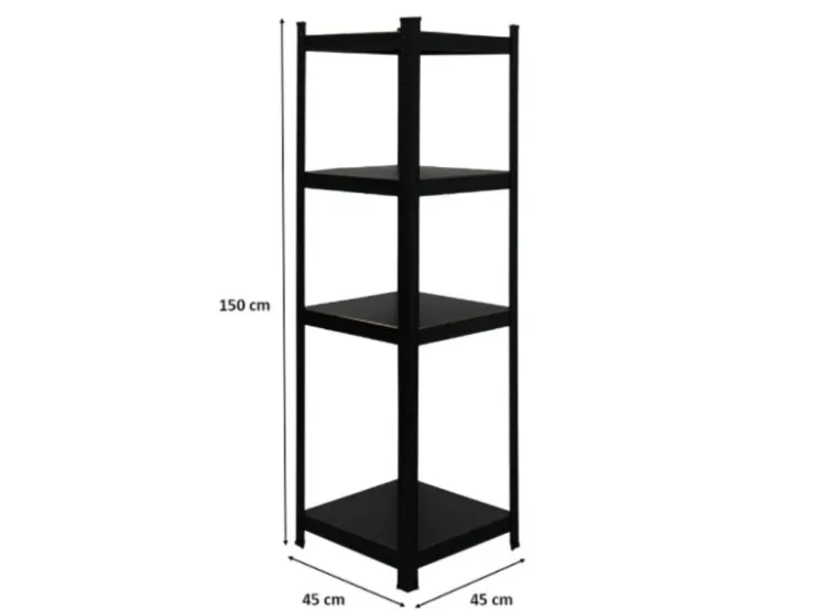 BERLINLODGE Wohnregal Ragnar HxBxT 150x45x45cm Fachlast 100kg Matt Shwarz Bücherregal Standregal Büroregal für Wohnzimmer Arbeitszimmer