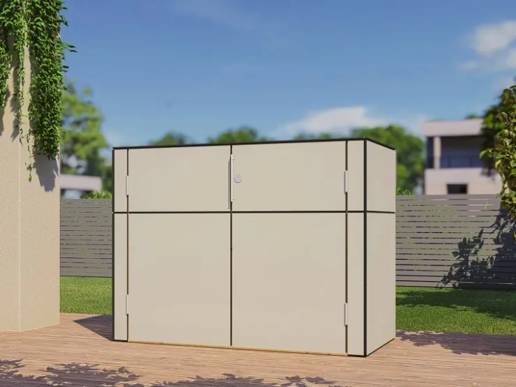 Bertilo Gartenschrank HPL Sideboard 155 cm x 75 cm x 116 cm Grau FSC®* Sideboards