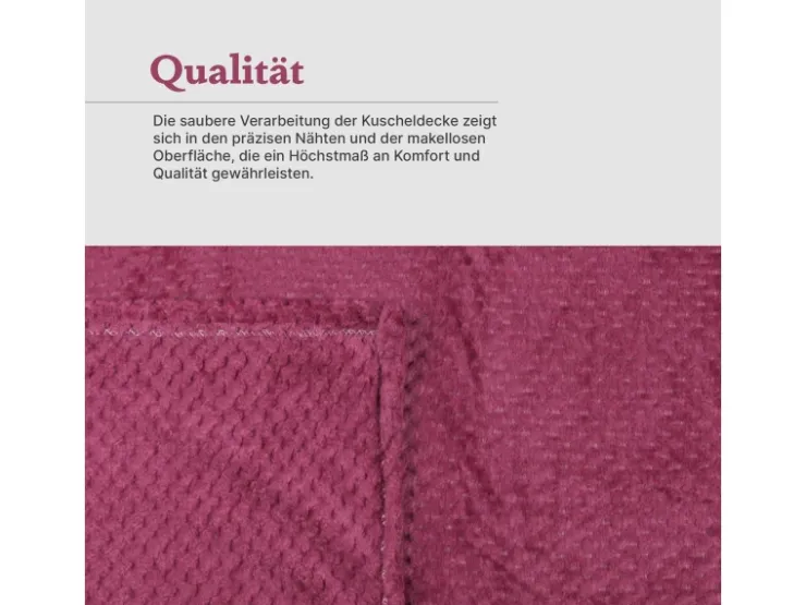 Bestgoodies Kuscheldecke 150 x 200 cm Cashmere Soft Touch Popcorn Weinrot