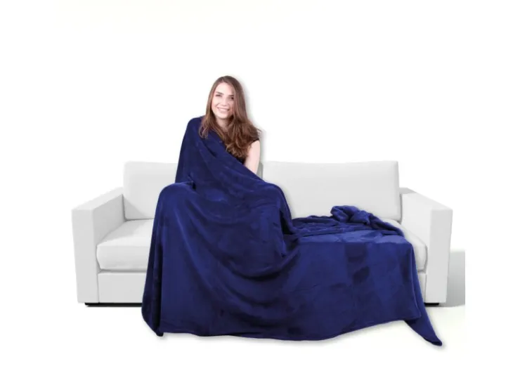 Bestgoodies Mikrofaser Decke Blau Mittelblau 220 x 240 cm* Überwürfe|Decken
