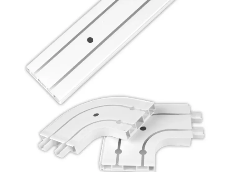 Bestlivings 210 cm Innenlaufschiene 2 Läufig & 2er Set Rundbogen / 1 x 120 cm & 1 x 90 cm* Gardinenschienen