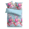 Bestlivings Bettwäsche Satin 80 x 80 cm & 135 x 200 cm Frühjahresblumen Blau