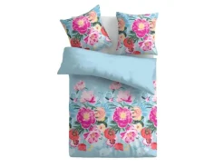 Bestlivings Bettwäsche Satin 80 x 80 cm & 135 x 200 cm Frühjahresblumen Blau