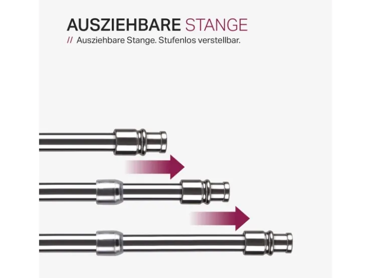 Bestlivings Cafehausstangen Glänzend Silber 75 bis 125 cm & Klemmträger* Gardinenstangen