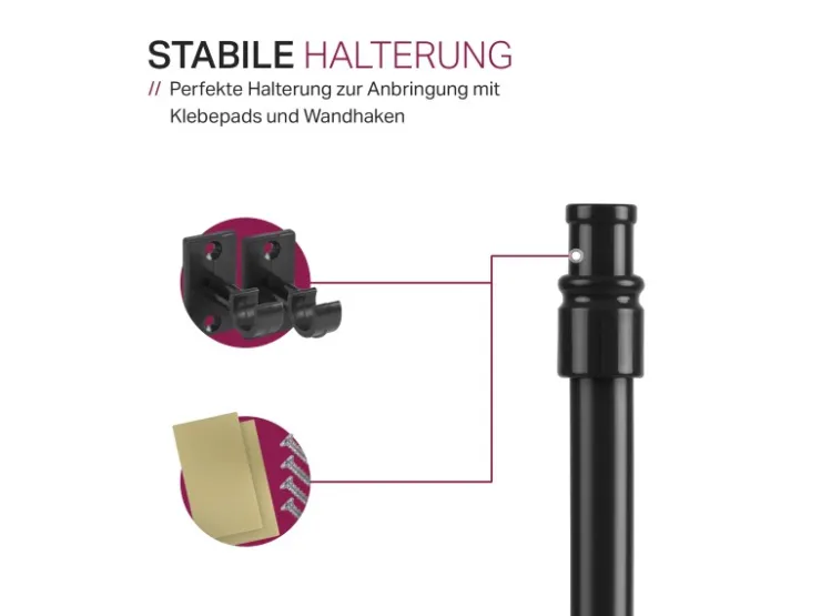 Bestlivings Cafehausstangen Schwarz 125 bis 225 cm* Vorhänge|Seilspanngarnituren