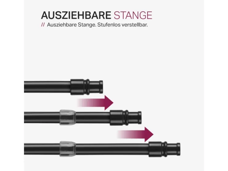 Bestlivings Cafehausstangen Schwarz 125 bis 225 cm* Vorhänge|Seilspanngarnituren