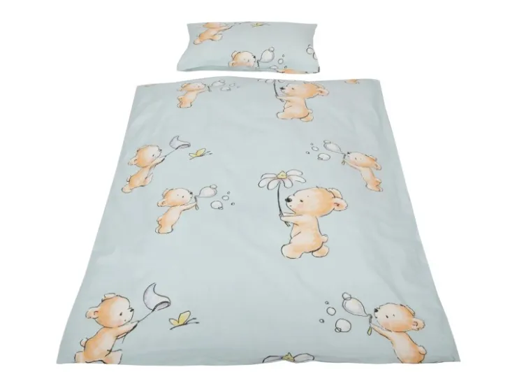 Bestlivings Kinder Bettwäsche 100 x 135 cm & 40 x 60 cm - Bärchen Blau