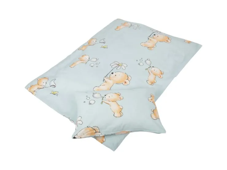 Bestlivings Kinder Bettwäsche 100 x 135 cm & 40 x 60 cm - Bärchen Blau