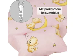 Bestlivings Kinder Bettwäsche 100 x 135 cm & 40 x 60 cm - Bärchen Rosa* Bettwäsche