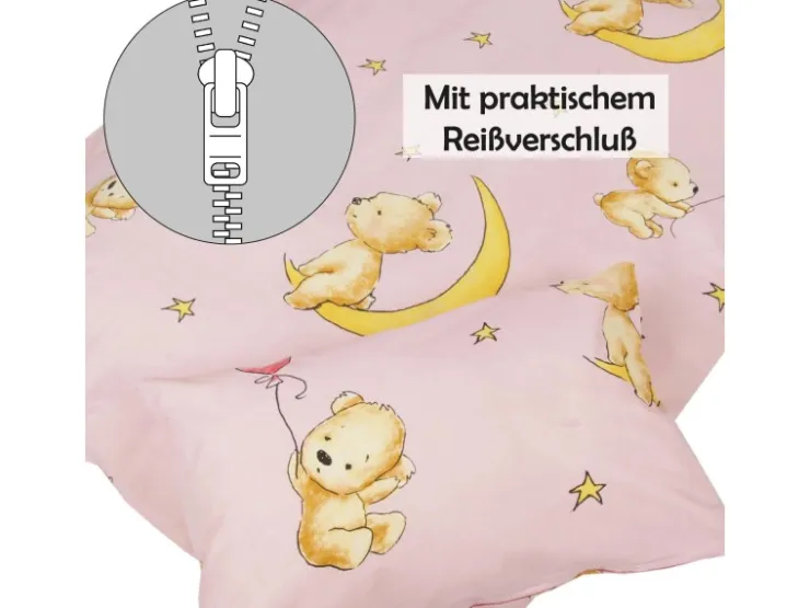 Bestlivings Kinder Bettwäsche 100 x 135 cm & 40 x 60 cm - Bärchen Rosa* Bettwäsche