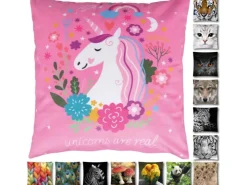 Bestlivings Kissenhülle Fotodruck 40 x 40 cm Einhorn Ohne Füllung