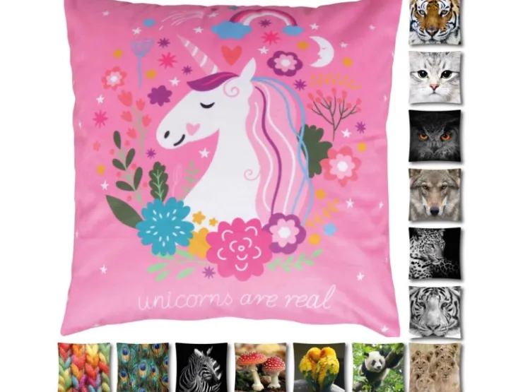 Bestlivings Kissenhülle Fotodruck 40 x 40 cm Einhorn Ohne Füllung