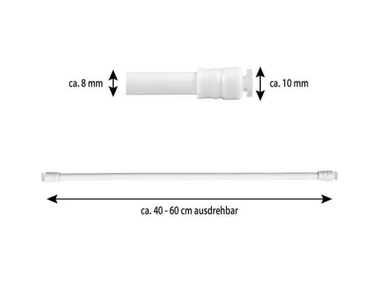 Bestlivings Klemmstangen mit Schraubtechnik Weiß 40 bis 60 cm 4er Pack* Seilspanngarnituren|Gardinenstangen