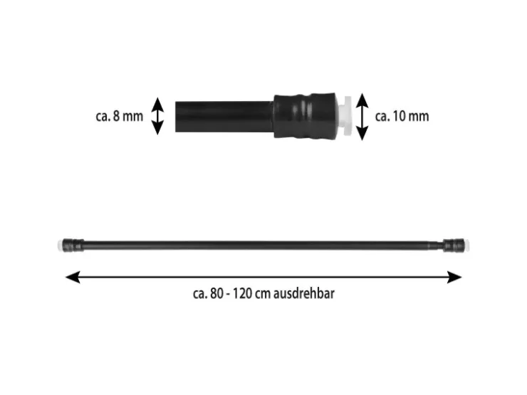 Bestlivings Klemmstangen mit Schraubtechnik Schwarz 80 bis 120 cm 4er Pack* Seilspanngarnituren