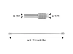 Bestlivings Klemmstangen mit Schraubtechnik Matt Silber 60 bis 90 cm 4er Pack* Seilspanngarnituren|Gardinenstangen