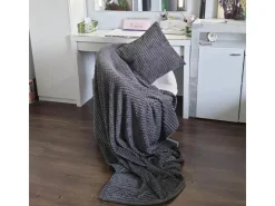 Bestlivings Kuscheldecke-Kissen Set Jacquard-Flannel Anthrazit 180 x 220 cm* Überwürfe
