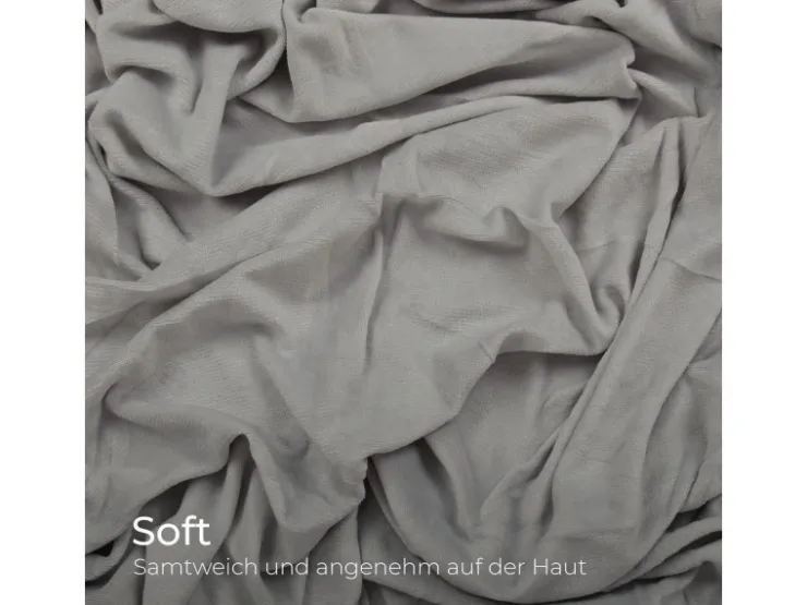 Bestlivings Spannbettlaken Cashmere Touch - 100 x 200 cm Silber* Überwürfe|Decken