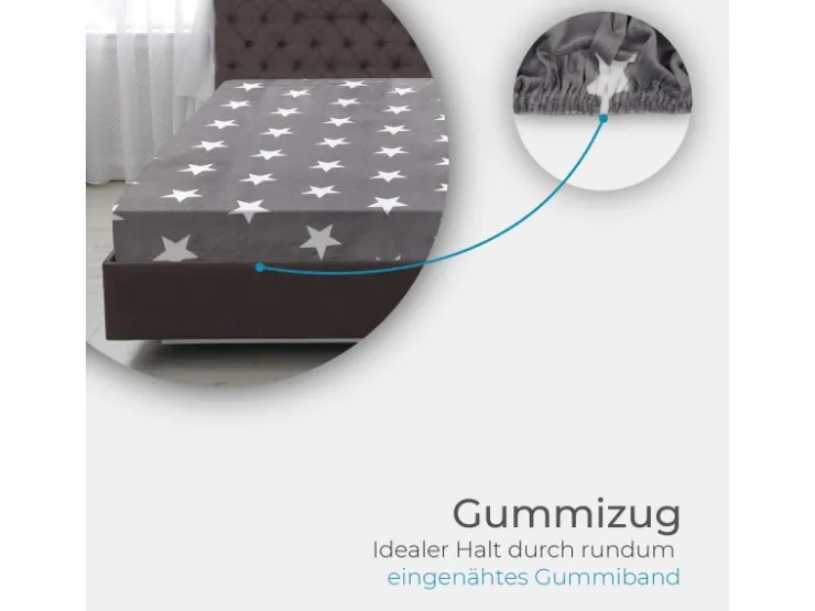 Bestlivings Spannbettlaken Cashmere Touch - 100 x 200 cm Anthrazit Sterne