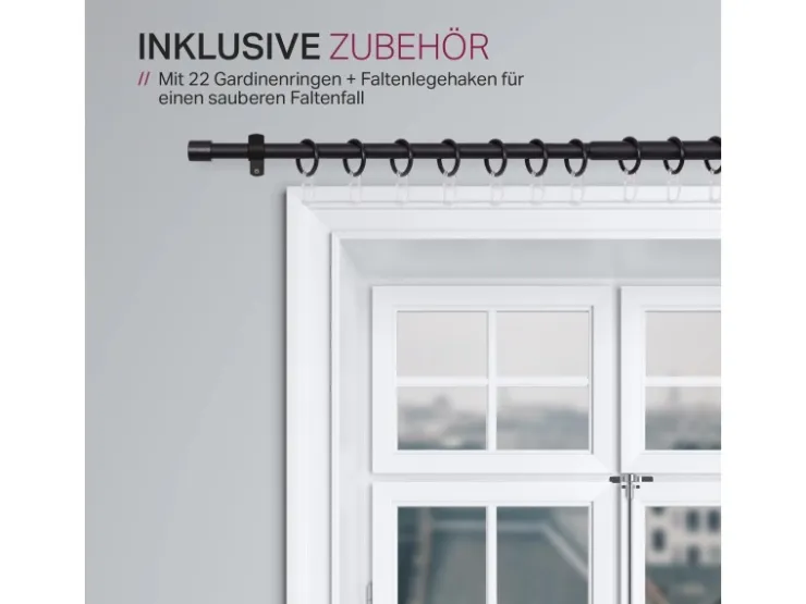 Bestlivings Stilgarnitur Ausziehbar 120 bis 220 cm Schwarz* Vorhänge|Gardinen