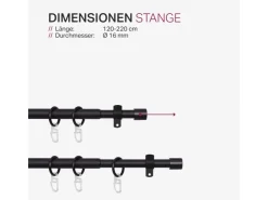 Bestlivings Stilgarnitur Ausziehbar 120 bis 220 cm Schwarz* Vorhänge|Gardinen
