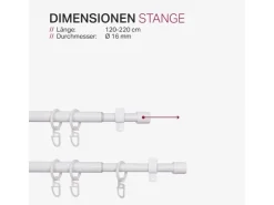 Bestlivings Stilgarnitur Ausziehbar 120 bis 220 cm Weiß* Gardinenstangen