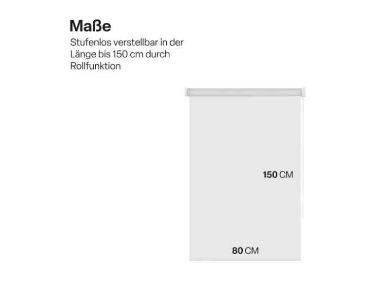 Bestlivings Thermorollo Verdunkelungsrollo mit Klemmträger 80 x 150 cm Weiß