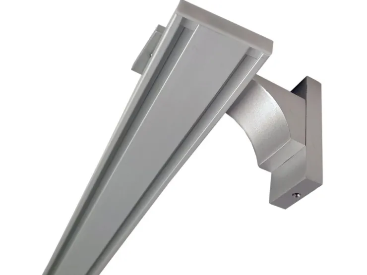 Bestlivings Vorhangschiene Aluminium inkl. Wandträger Silber 2 Lauf 90 cm