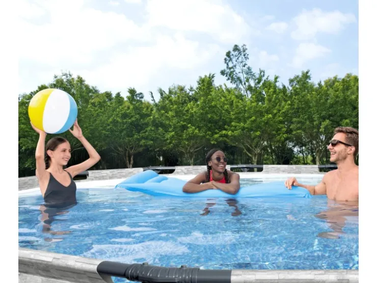 Bestway Stahlrahmen-Pool Set Steel Pro Max Frame Ø 427 x 122 cm Rund Grau* Leitern