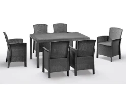 BICA Lido Wetterfestes Balkonset 7-tlg. mit 6 Sessel inkl. Sitzkissen und Tisch Houston Graphit* Sessel|Kissen