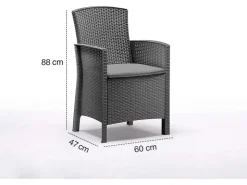 BICA Lido Wetterfestes Balkonset 3-tlg. mit 2 Sessel inkl. Sitzkissen und Tisch Dallas Graphit* Sessel|Kissen