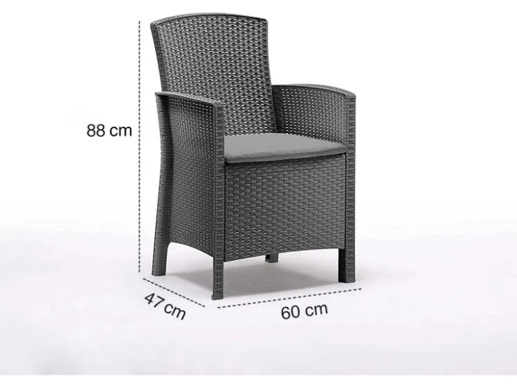 BICA Lido Wetterfestes Balkonset 5-tlg. mit 4 Sessel inkl. Sitzkissen und Tisch Houston Graphit* Kissen|Sessel
