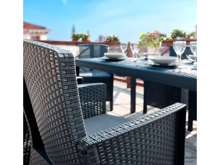 BICA Lido Wetterfestes Balkonset 5-tlg. mit 4 Sessel inkl. Sitzkissen und Tisch Houston Graphit* Kissen|Sessel