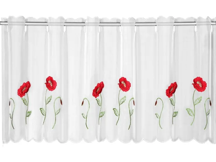 Sehlbach Bistrogardine Mohnblume Rot 45 cm x 155 cm* Vorhänge|Gardinen