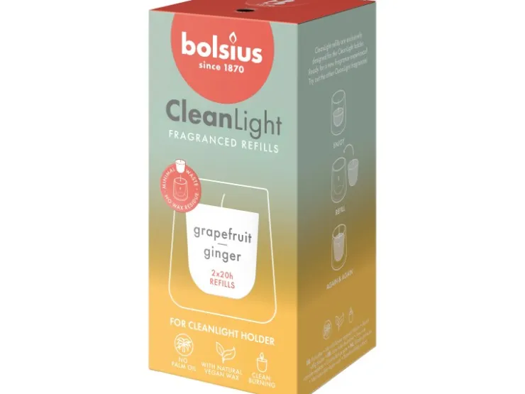 Bolsius Duft-Nachfüller Cleanlight Grapefruit & Ginger Weiß 2 Stück* Kerzen Gestalten