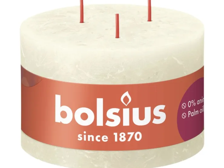 Bolsius Rustik-3-Docht-Kerze Shine 90/140 mm Weiche Perle